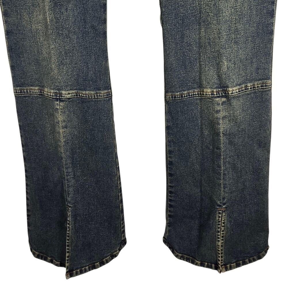 VTG YMI UBU Jeans 32x32 (JR 13) Split Hem Flare Leg Jeans Y2K Pocketless Stretch - Picture 7 of 11
